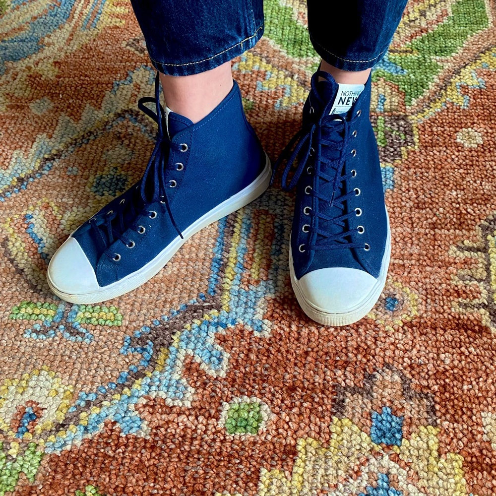 NothingNew hightops, perfect for any season. Blue. Worn ONCE for photoshoot.